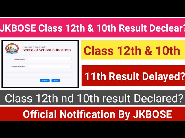 JKBOSE Class 10th, 11th, and 12th Results 2025