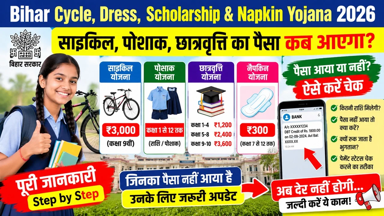 Bihar Cycle Scholarship 9th Payment 2026 Paisa Kab Aaega : पैसा आया या नहीं? ऐसे करें Status Check