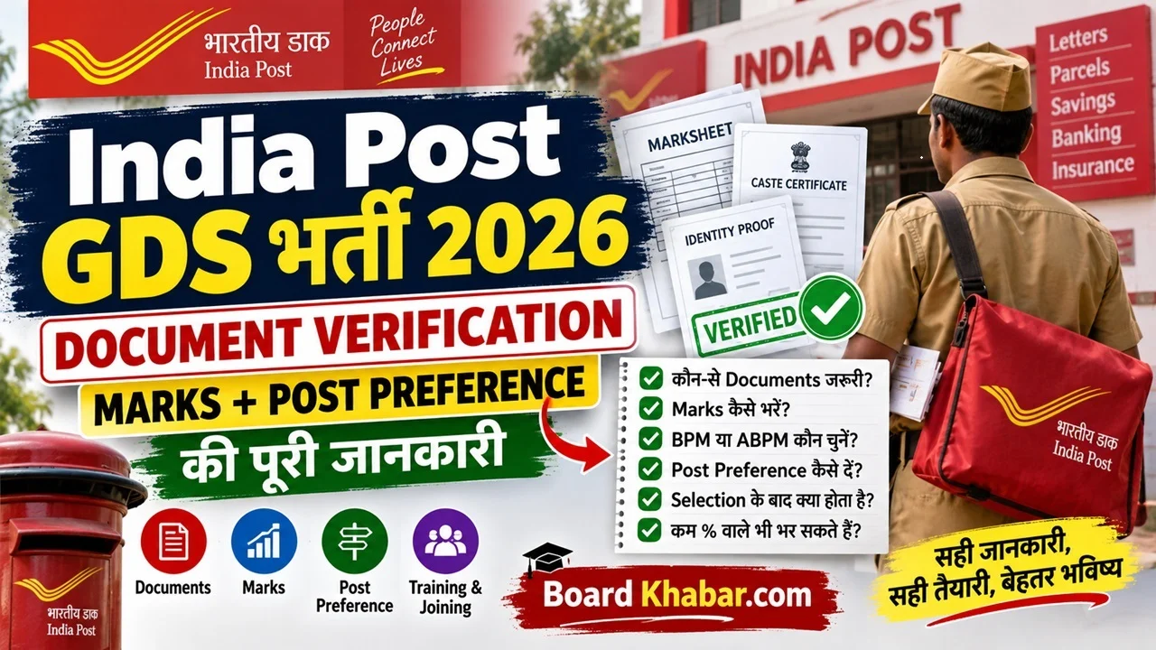 India Post GDS Recruitment Documents Required 2026 for Verification, Correct Marks & Post Preference Guide