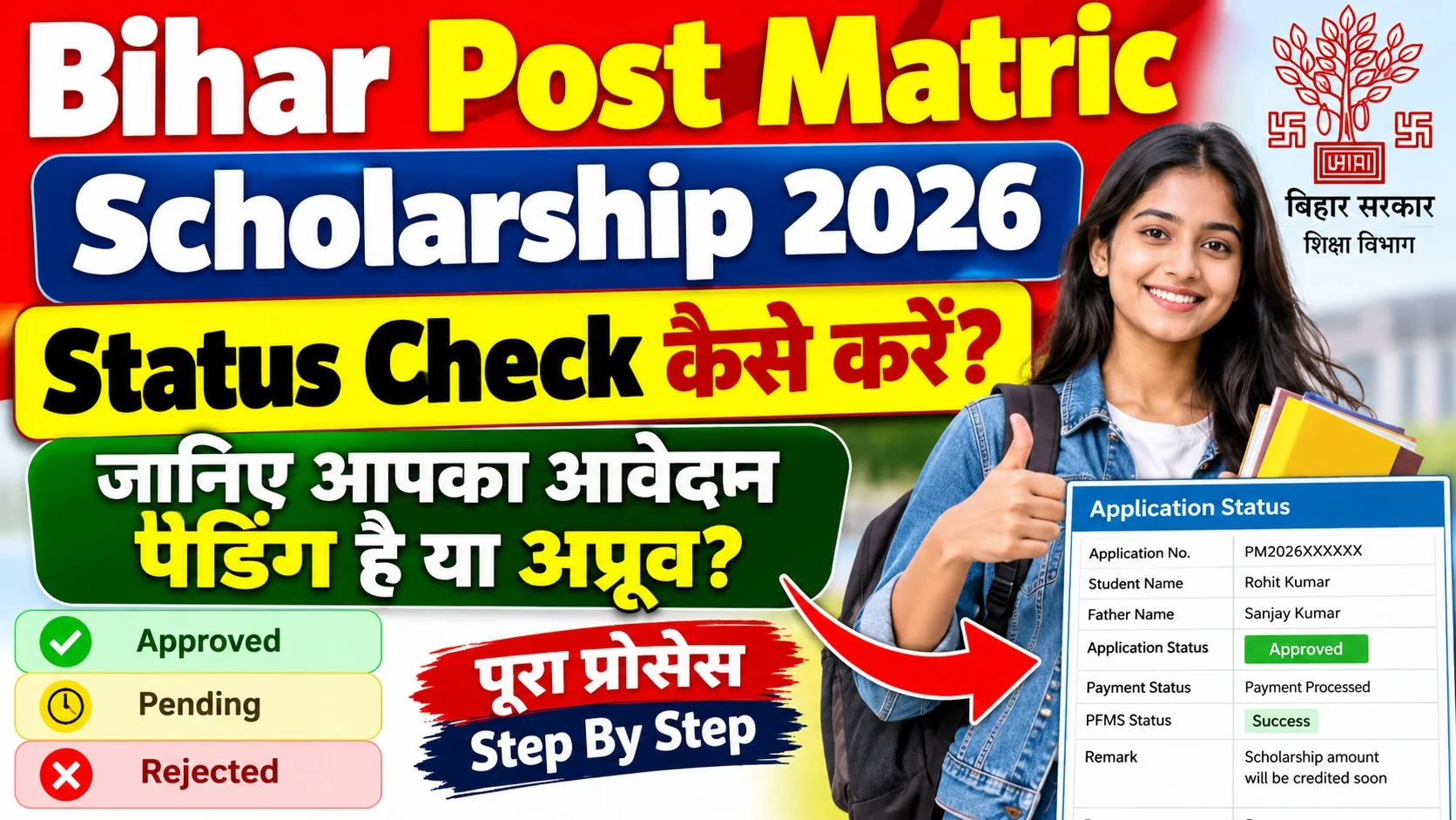 Bihar Post Matric Scholarship Status Check 2026: जानिए आपका आवेदन पेंडिंग है या अप्रूव?