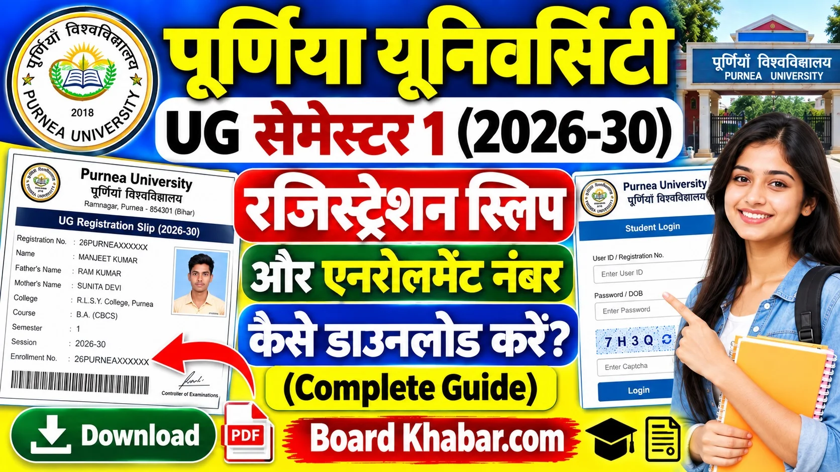 Purnea University UG Semester 1 Registration Slip 2026-30 Download Kaise Karein: Step-by-Step Guide